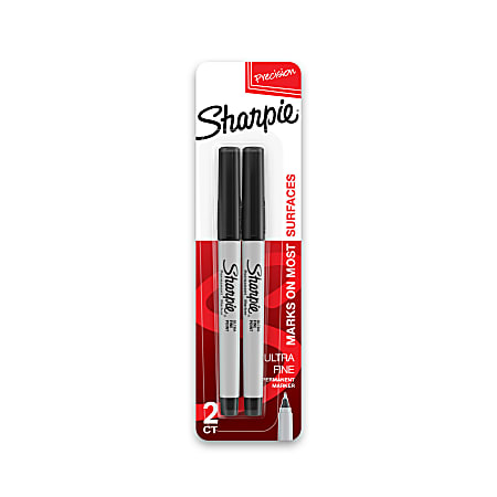 Sharpie® Permanent Ultra-Fine Point Markers, Black, Pack of 2 Markers