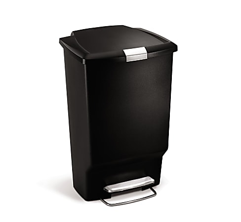 simplehuman® Plastic Rectangular Step Can, 12 Gallons, Black