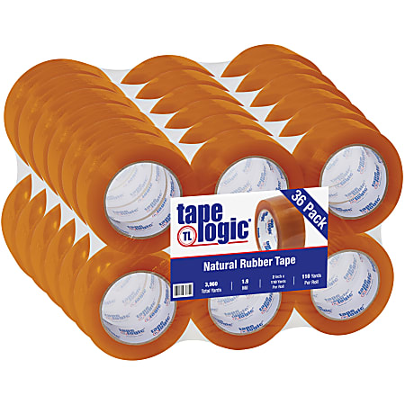 Tape Logic® #50 Natural Rubber Tape, 3" Core, 2" x 110 Yd., Tan, Case Of 36