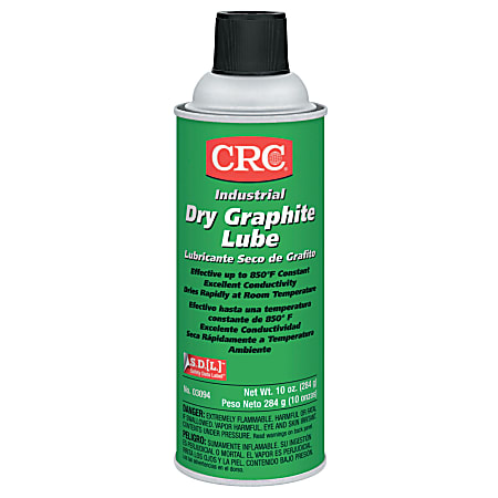 CRC Dry Graphite Lube, 10 Oz Aerosol Can, Black, Pack Of 12 Cans