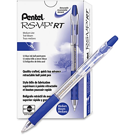 Pentel R.S.V.P. RT Retractable Ballpoint Pens Medium Point 1.0 mm