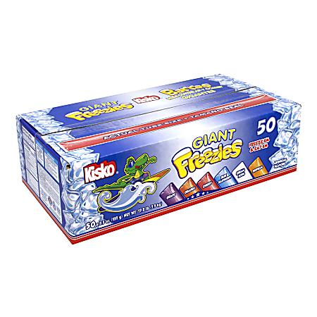 Kisko Freezies Freeze Pops Giant 5.5 Oz Box Of 50 Assorted ...