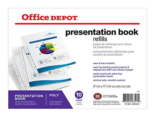 Office Depot® Brand Presentation Book Refill Sheets, 9 1/4" x 11 1/4", Pack Of 10