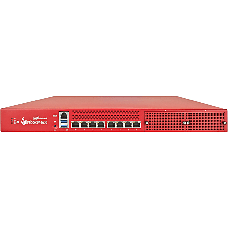 Trade up to WatchGuard Firebox M4600 with 1-yr Basic Security Suite - 8 Port - 10/100/1000Base-T Gigabit Ethernet - AES (192-bit); 3DES; AES (128-bit); RSA; AES (256-bit); DES; SHA-2 - 8 x RJ-45 - Rack-mountable