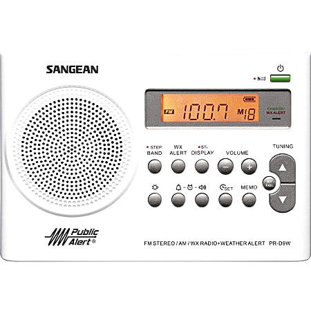 Sangean PR D9W Radio Tuner LCD Display Headphone 4 x AA - Office Depot