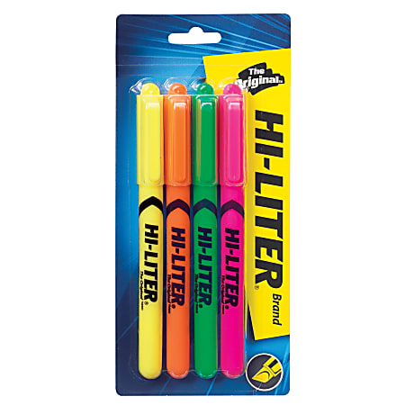 Avery Pen Style Fluorescent Highlighters - Chisel Point Style - Fluorescent Yellow, Pink, Orange, Green - 4 / Pack