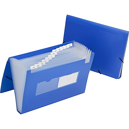SKILCRAFT® 12-Tab Polypropylene Expanding File Folder, Letter Size, Blue