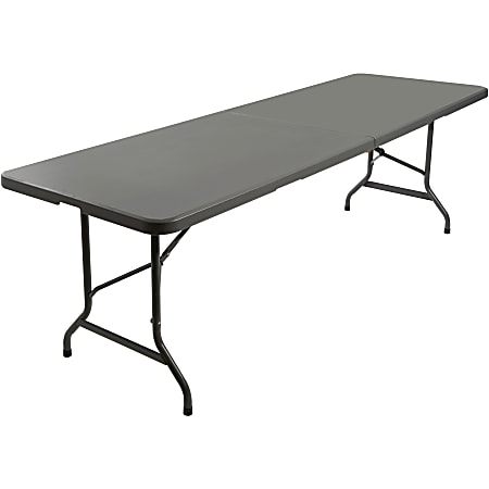 Iceberg IndestrucTable TOO Bifold Table Rectangle Top Contemporary Style  Adjustable Height 96 Table Top Length x 30 Table Top Width x 2 Table Top  Thickness 29 Height Charcoal Powder Coated Tubular Steel - Office Depot