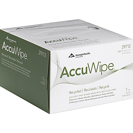 Pacific Blue Basic AccuWipe Recycled Disposable Delicate Task Wipers - For Precision Part, Instrument, Lens - Absorbent, Soft, Non-abrasive, Disposable, Streak-free - Fiber - 280 / Box - 60 / Carton - White Pacific Blue Basic AccuWipe Recycled Disposable Delicate Task Wipers - For Precision Part, Instrument, Lens - Absorbent, Soft, Non-abrasive, Disposable, Streak-free - Fiber - 280 / Box - 60 / Carton - White