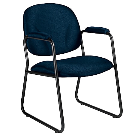 Global® Solo™ Fabric Guest Chairs With Arms, 34"H x 22"W x 25"D, Blue/Black, Carton Of 2