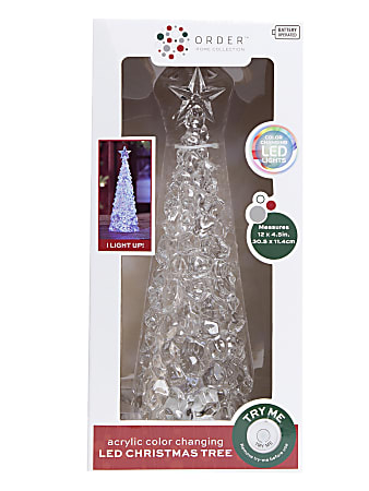 Order Acrylic LED Tree Color-Changing Light Set, 4 1/4"H x 4 1/4"W x 12"D, Multicolor