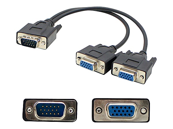 AddOn 8in VGA Splitter Cable - VGA splitter - HD-15 (VGA) (M) to HD-15 (VGA) (F) - 8 in - black