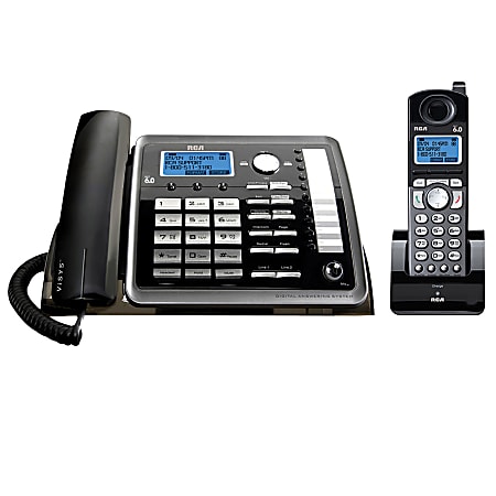 RCA 25255RE2 DECT 6.0 Digital 2-Line Corded/Cordless Expandable Phone Set With Digital Answering System