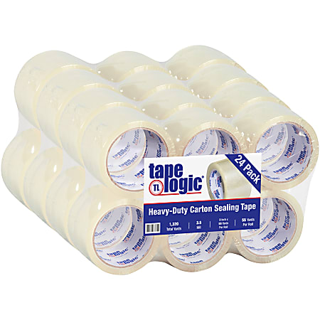 Tape Logic® #350 Industrial Acrylic Tape, 3" Core, 3" x 55 Yd., Clear, Case Of 24