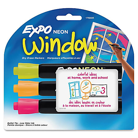 EXPO® Neon Dry-Erase Markers, Assorted, Pack Of 3