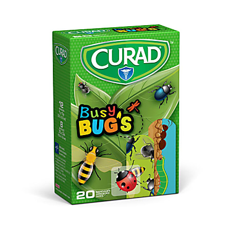 CURAD® Busy Bugs Bandages, Assorted Sizes, Case Of 24