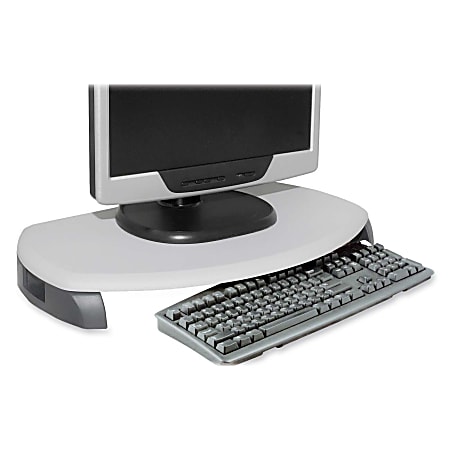 Kantek LCD/CRT Stand with Keyboard Storage - Two Tone Gray - Up to 21" Screen Support - 80 lb Load Capacity - LCD, CRT Display Type Supported13.3" Width - Desktop - Medium Density Fiberboard (MDF) - Light Gray, Dark Gray