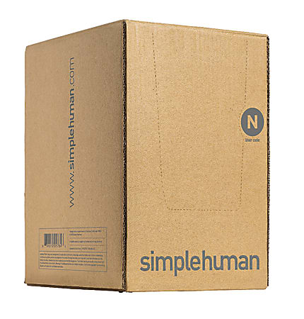 simplehuman Custom-Fit 1.18-mil Can Liners, Code N, 12-13 Gallons/45-40L, White, Bulk Pack Of 200