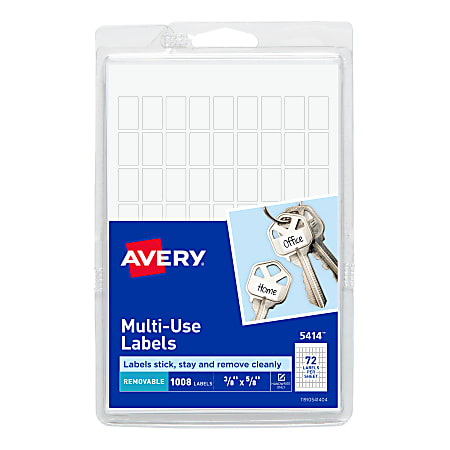 Avery® Multi-Use Removable Labels, Non-Printable, 5414, Rectangle, 3/8" x 5/8", White, Pack Of 1,008 Small Stickers