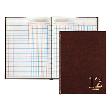Office Depot® Brand 12-Column Accounting Book, 9 1/4" x 7", Red Cover