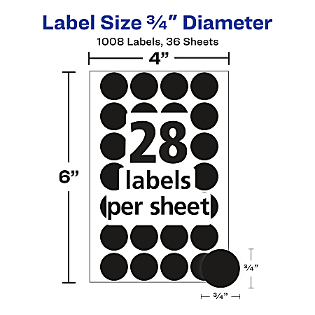 Black Circle Dot Stickers | 0.5 Inch Round | 1000 Pack