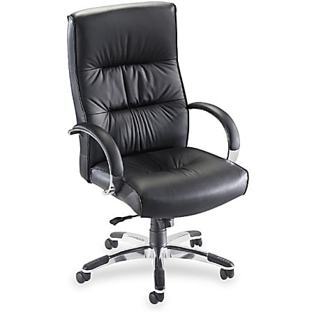 Lorell® Bridgemill Executive Bonded Leather High-Back Chair, Black