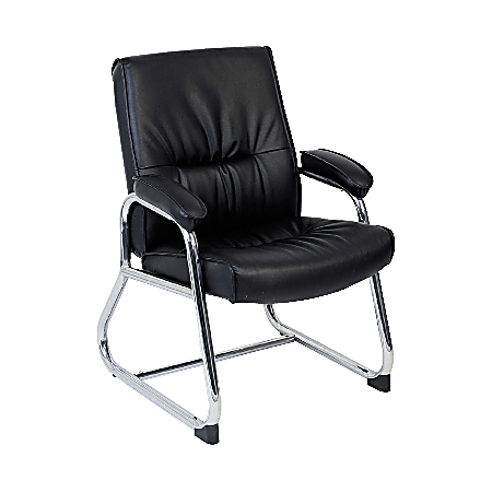 Lorell® Bridgemill Executive Bonded Leather Guest Chair, Black