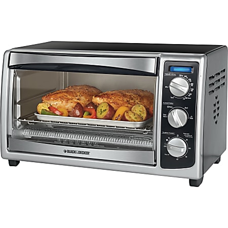 Black Decker Crisp N Bake Air Fry Toaster Oven 1500 W Toast Bake Browning  Frozen Pizza Broil Keep Warm Convection Reheat Silver Black - Office Depot
