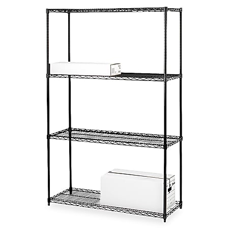 Lorell® Industrial Wire Shelving Starter Unit, 36"W x 18"D, Black