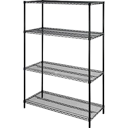 Lorell® Industrial Wire Shelving Starter Unit, 48"W x 18"D, Black