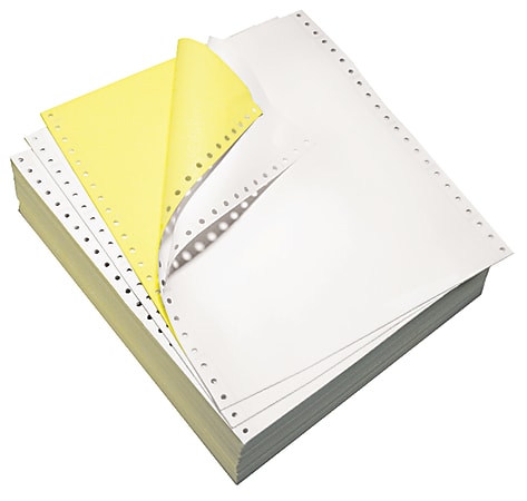 Office Depot® Brand Computer Paper, 2 Parts, 15 Lb, 9 1/2" x 11", Standard Perforation, Carbonless, White/Canary, Box Of 1,700 Sets