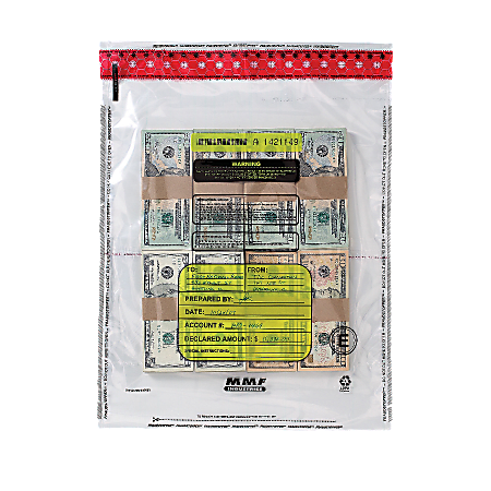 MMF Industries Tamper-Evident Bundle Bags, 4 Capacity, Self-Seal Adhesive, 15" x 20", Clear, Box Of 250