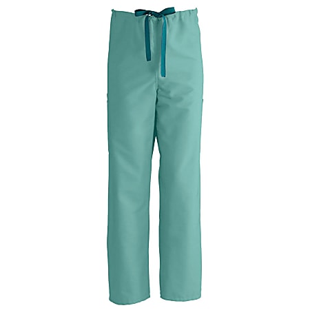 Medline ComfortEase™ Unisex Regular Non-Reversible Drawstring Cargo Scrub Pants, XL, Seaspray