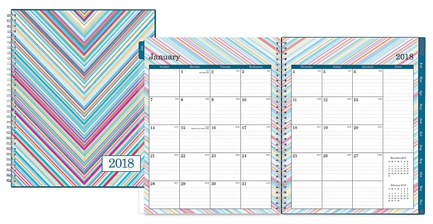 Blue Sky™ Weekly/Monthly Planner, 8 1/2" x 11", 50% Recycled, Solana, January to December 2018 (101679)
