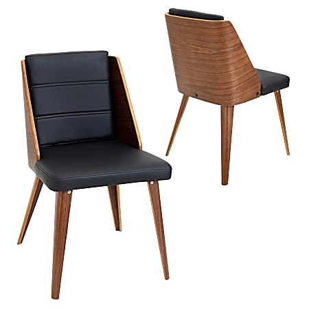 Lumisource Galanti Chairs, Walnut/Black, Set Of 2