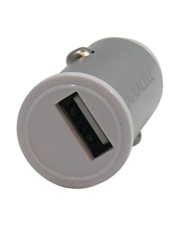 Duracell Mini USB Car Charger, White