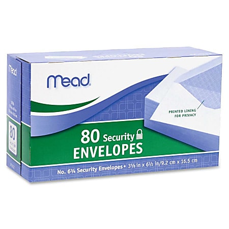 Mead White Security Envelopes - Security - #6
