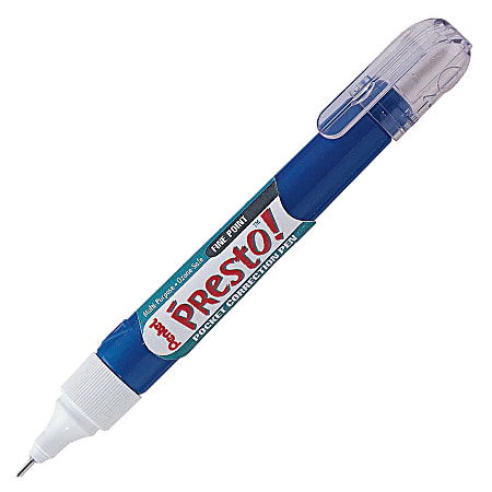 Pentel® Presto!™ Pocket Correction Pen, Fine Point, 7 ml, White