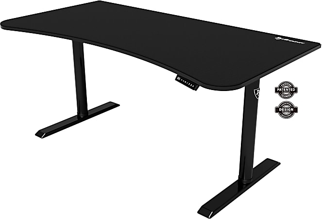 Arozzi Arena Moto Motorized Ultrawide Curved Gaming Office Desk (63x32 Inch, Black)