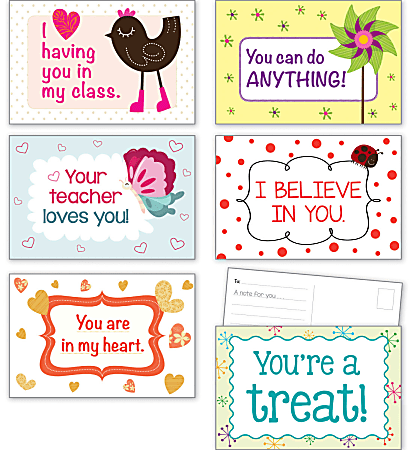 Scholastic Teacher's Friend Postcards, 6" x 4", Valentine's Day, Kindergarten - Grade 5, Pack Of 36