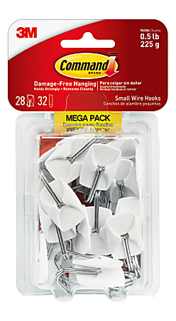 Command Small Wire Toggle Hooks, 28 Hooks, 32 White Adhesive Strips, Damage Free Hanging Picture Hangers, No Tools Wall Hanging Strips  - 17067MPES