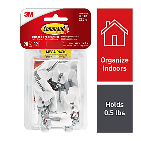 Command Small Wire Toggle Hooks 28 Command Hooks 32 Command Strips Damage  Free White - Office Depot