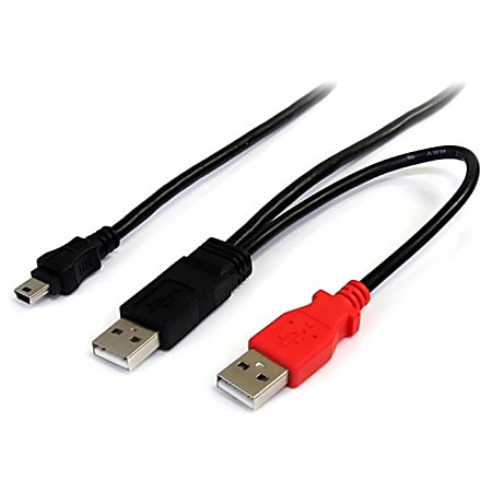 StarTech.com 3ft USB Y Cable for External Hard Drive - Connect and power your external mini-USB equipped hard drive through two standard USB ports on your computer - 3 ft USB Y Cable for External Hard Drive - USB A to mini B - 3ft