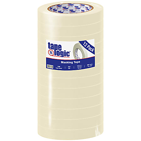 Tape Logic® 2400 Masking Tape, 3" Core, 0.75" x 180', Natural, Pack Of 12