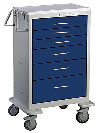 Medline Extra Tall General Cart, 6 Drawers, 46" x 32" x 32", Blue
