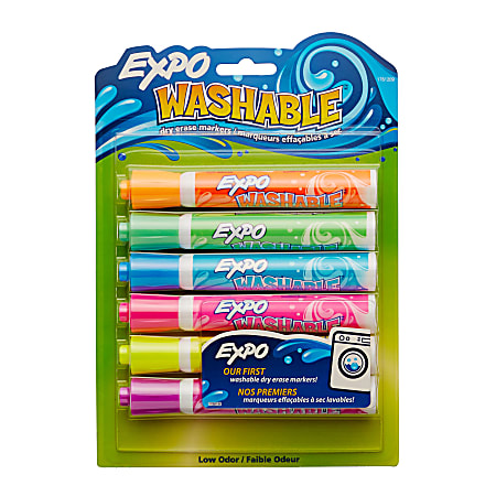 EXPO® Washable Dry-Erase Markers, Assorted, Bullet Point, Pack Of 6