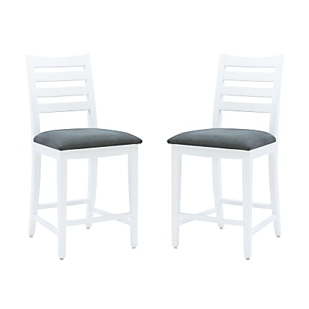Linon Fulton Upholstered Counter-Height Stools With Backs, Gray/White, Set Of 2 Stools