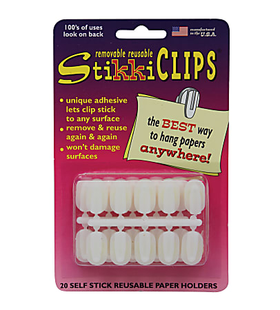 Stikkiworks Co. StikkiCLIPS®, 3/4", 6-Sheet Capacity, White, 20 Clips Per Pack, Set Of 6 Packs