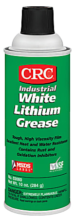 CRC NLGI Grade 2 Lithium Grease, 16 Oz Aerosol Cans, White, Pack Of 12 Cans