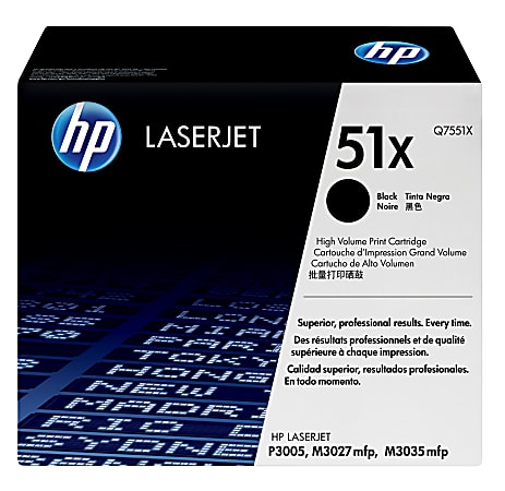 HP 51X Black High Yield Toner Cartridge, Q7551X